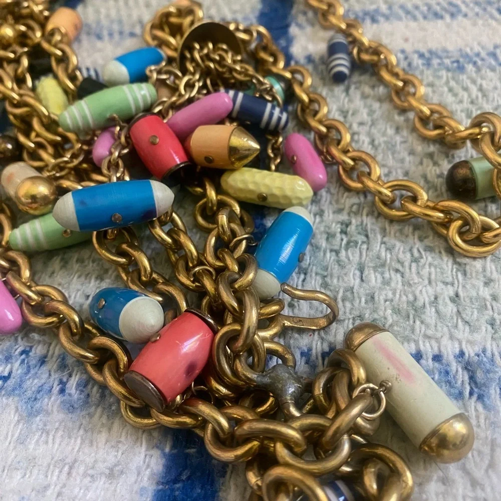 Colorful Beaded Chain Necklace - Picture 2 of 3